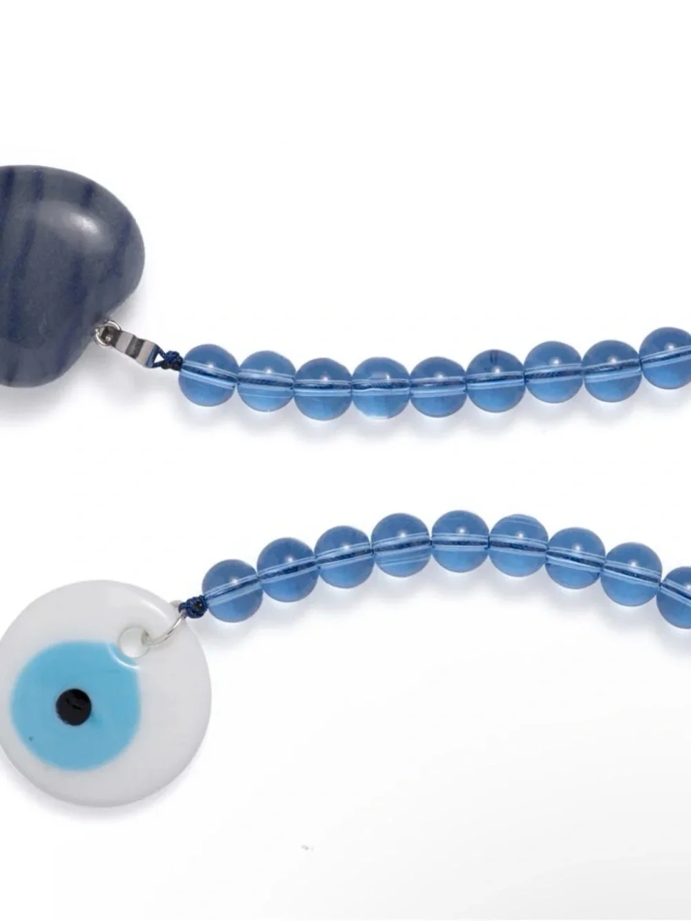 New MAYAMAR Evil Eye & Heart Beaded Bag Charm - Blue, 15” - Picture 4 of 9